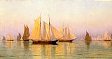 Evening Paintings - Sloops and Schooners at Evening Calm by William Bradford